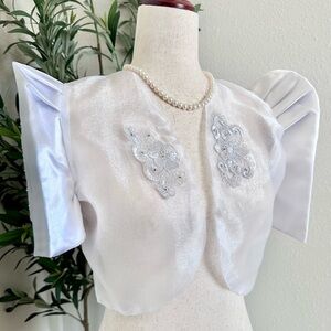 White Terno Sleeve Filipiniana Bolero 🖤